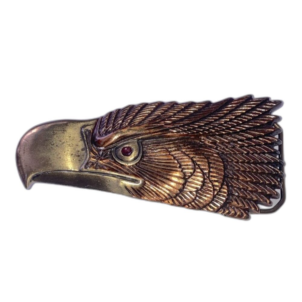 AMERICAN BALD EAGLE 1970s Belt Buckle Made in USA Brass Size 4.75 x 2.55 inches - Picture 1 of 9